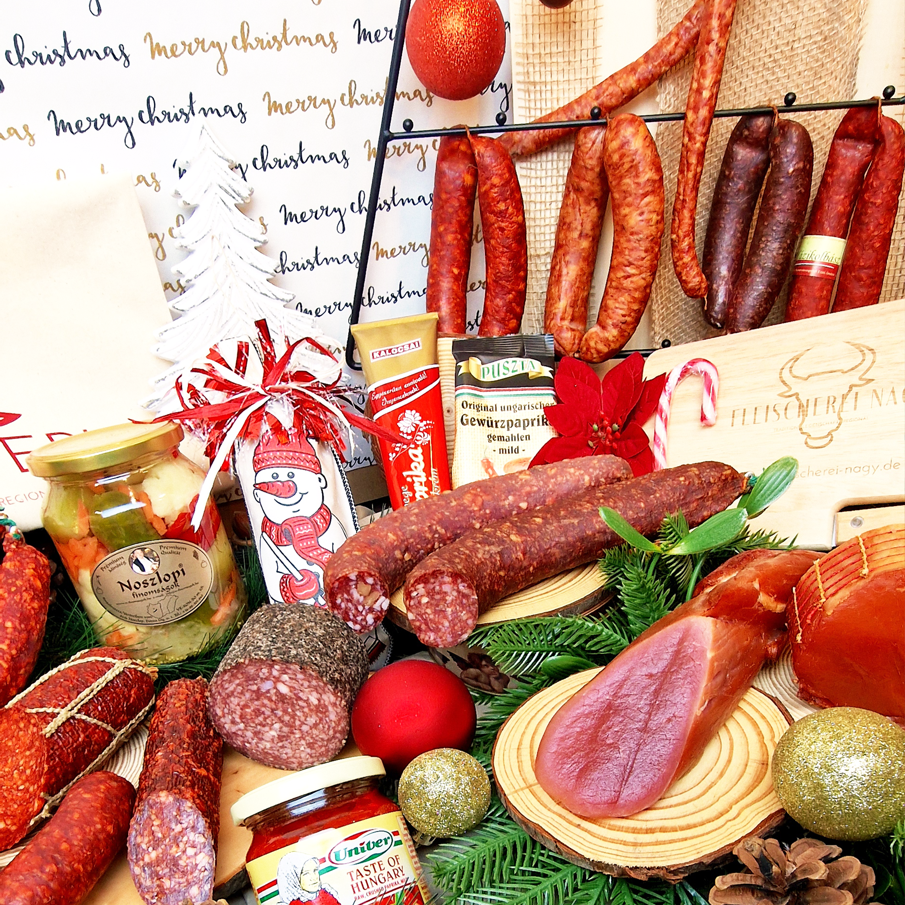 Adventskalender bestehend aus Wurstspezialitäten mit verschiedenen Wurstsorten.